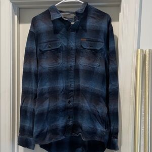 Orvis Blue and Black Plaid Casual Button Down Shirt